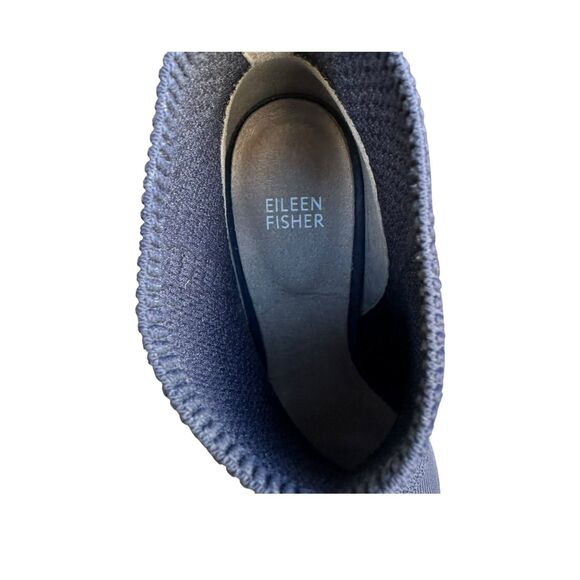 Eileen Fisher Navy Blue Knit Peep-Toe Booties Size 9 - Picture 6 of 9